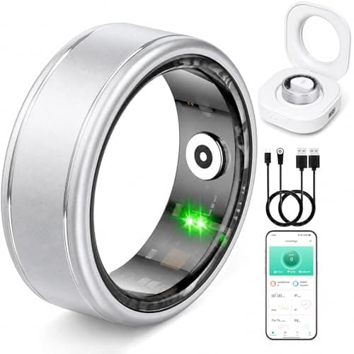Smart Ring for Women & Men, IP68 Waterproof Fitness Tracker Ring with Heart Rate, Blood Oxygen & Sleep Monitor, Health Tracker Ring Compatible with iOS & Android, No Subscription Fee (#12) - Image 1