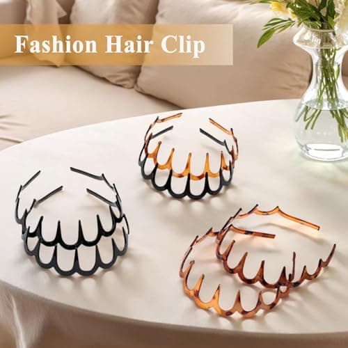 LYNRUI 6Pcs U Shape Fashion Tooth Hair Comb Headband,High Cranium Headbands for Women's Hair, Reversible Korean Headbands with Teeth ﻿ (Mix 6Pcs, M) - Thumbnail 4