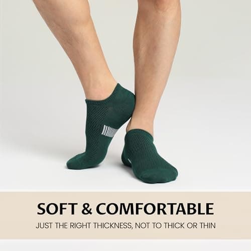Sunew No Show Invisible Socks Women Men Low Cut Liner Socks Non Slip 8 Pairs Dark Green Medium - Thumbnail 6