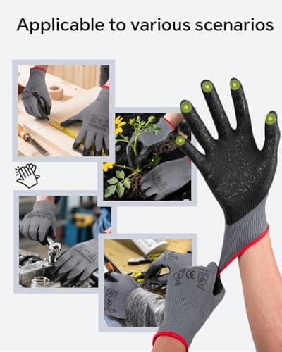 BOLTGARD Work Gloves for Men Pro with Wavy Foam Nitrile Grip, Touchscreen Breathable for Construction, Mechanics, 12 pair, Large - Thumbnail 5