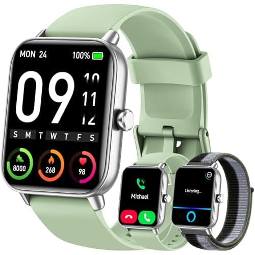 Hingso Smart Watches for Men Women, 1.85" Alexa Built-in Smart Watch for Android Phones & iPhones, 120+ Sport Modes Fitness Watch with Heart Rate/Stress/Sleep Tracker, Step Count Watch, 2 Bands - Image 1