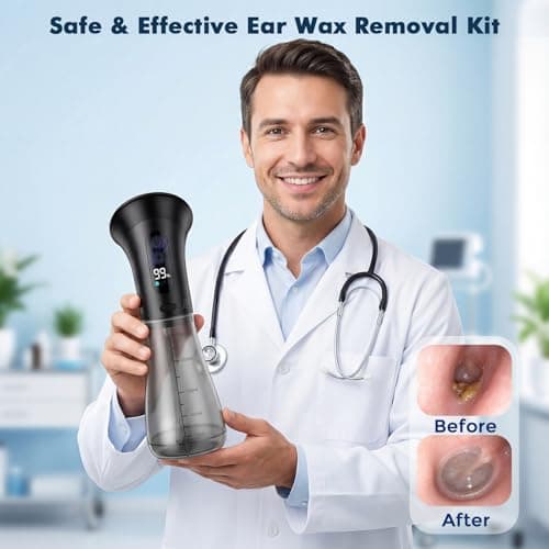 JDZ Ear Wax Removal Kit, Electric Ear Cleaner with Irrigation Flushing System, Safe & Effective Ear Cleaning Tool with LED Display, 3 Pressure Modes, 12 Tips, IPX7 - Thumbnail 2