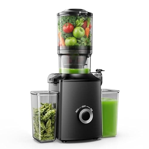 Cold Press Juicer, EUHOMY 5.1" Wide Feed Chute Juice Extractor Machine with 400W, High Juice Yield, Slow Masticating Juicer for Whole Vegetables & Fruits - Image 1