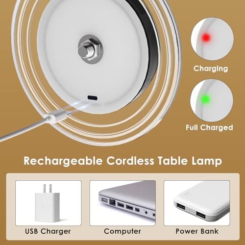 KIBTOY Cordless Table Lamps, Rechargeable Battery Operated Lamps, Touch & Remote Control, 3 CCT & RGB Colors Dimmable,Portable Small Lamp for Bedsides,Kids,Dining Room,Living Room 2Pack - Thumbnail 6