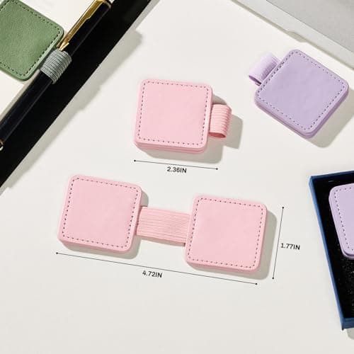 2Pcs Magnetic Leather Bookmarks with Gift Box Square-Shaped Magnetic Pen Holder Book Marks Clip Gift for Book Lover Readers Cute Bookmark for Women, Purple - Thumbnail 3