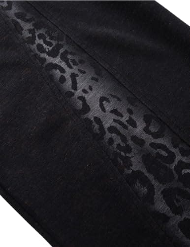 Aelfric Eden Leopard Panel Baggy Sweatpants Men's Elastic Waist Wide Leg Casual Athletic Jogger Y2K Unisex Pants Trouser Black M - Thumbnail 5