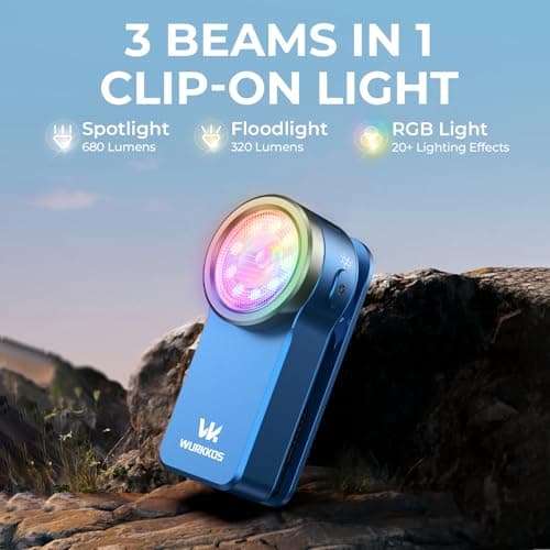 Wurkkos HD03 EDC Flashlight Rechargeable Clip-on Light, 680Lumens Mini Pocket Flashlight with RGB, Magnetic Small Flat Flashlight for Camping, Repairing, Signaling, Cycling (Blue) - Thumbnail 2