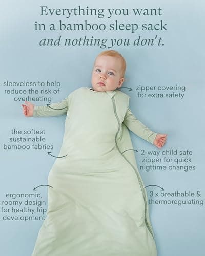 PurComfy Supersoft Sleep Sack 1.0 TOG, Premium Bamboo Viscose Baby Sleeping Bag, 2-Way Safe Zipper Sleep Sacks 15-24 Months (Forest) - Thumbnail 5