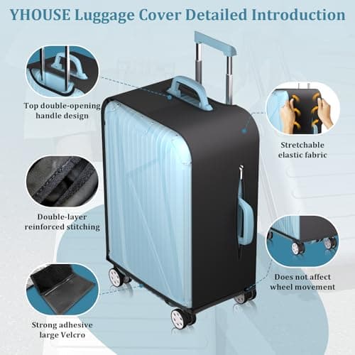 YHOUSE Clear Luggage Cover Protector For Suitcase, PVC Waterproof Suitcase Cover Protector Fit 30-32 Inch Luggage - Thumbnail 6