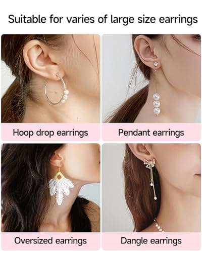 Earring Lifters Earring Backs for Droopy Ears 4Pcs Earring Backs Replacements for Jewelry Hypoallergenic Earring Back for Heavy Earring Adjustable Earrings Backs Sliver - Thumbnail 4