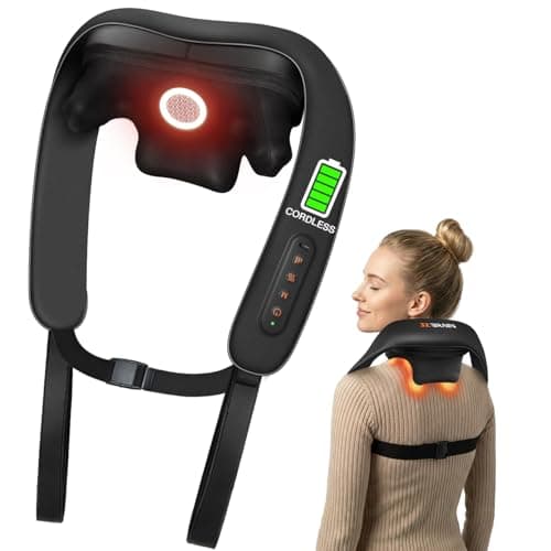 JZBRAIN Neck Massager with Heat : Cordless Shoulder and Neck Massager for Pain Relief Deep Tissue - 3 Modes, 2 Intensity & 2 Heating Setting, Heated Kneading Massage Daily Comfort, Office and Home Use - Image 1