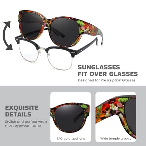 Xfeel Polarized Sunglasses Over Glasses for Women Trendy Shades Over Prescription Eyeglasses Sun Glasses - Thumbnail 3