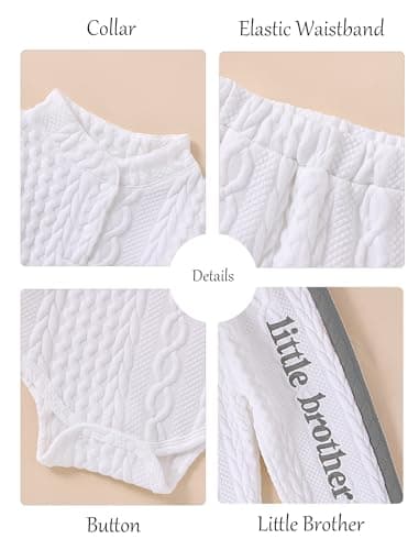 Hihosdor Newborn Boy Outfits Knit Long Sleeve Romper Pants Set Fall Winter Baby Boy Clothes, Grey, Newborn - Thumbnail 6