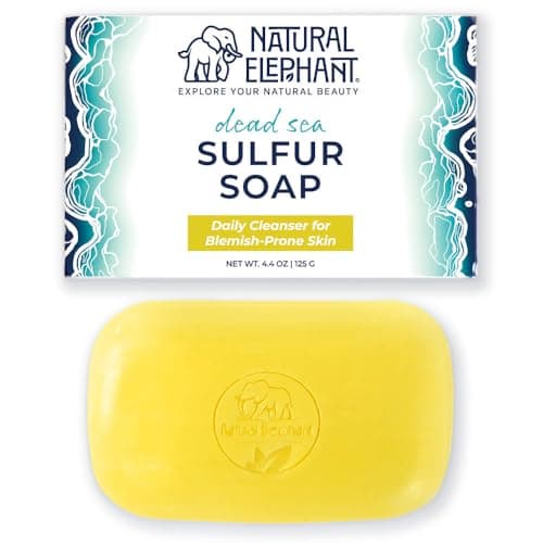 Natural Elephant Dead Sea Sulfur Soap 4.4 oz with Dead Sea Salt, Aloe Vera, Sulphur Face and Body Bar for All Skin Types (1 Sulfur + 1 Mud Soap (2 Bars Total)) - Thumbnail 6
