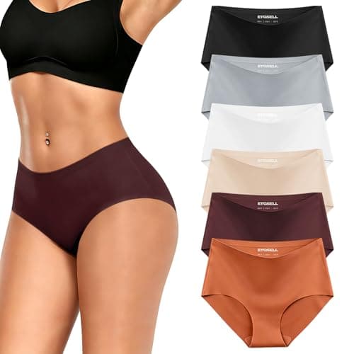 ETOSELL Women's Seamless Underwear High Waisted No Show Panties Full Coverage Silky Stretch Briefs Soft Comfort 6 Pack - Image 1