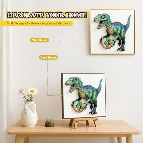 Wooden Puzzle for Adults, Dinosaur Jigsaw Puzzle for Adults, 200 Piece Unique Animal Shaped Wooden Puzzles, Challenging Dino Puzzles for Kids Family Game Night, Creative Gift Idea Wall Decor 10.8*11in - Thumbnail 4
