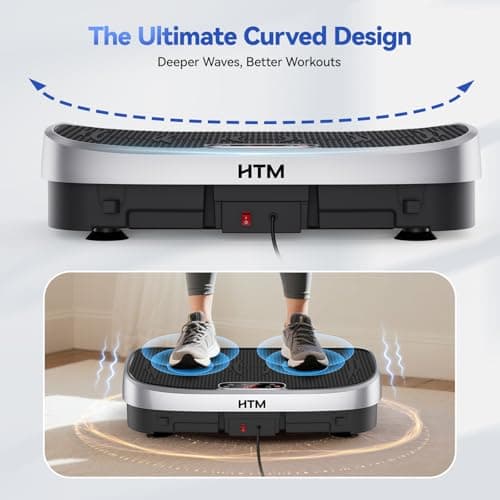 HTM Curved Vibration Plate Exercise Machine, Whole Body Shake Plate with 150W Motor & Resistance Band, 330lbs Weight Capacity, 120 Speeds, Low Noise Vibration Board for Weight Loss, Home Fitness - Thumbnail 5