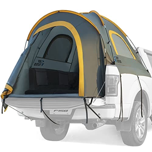 JOYTUTUS Pickup Truck Tent 2.0, Waterproof PU2000mm Double Layer for 2 Person, Portable Truck Bed Tent with Rainfly, 5.5'-5.8' Camping Preferred - Orange - Thumbnail 4