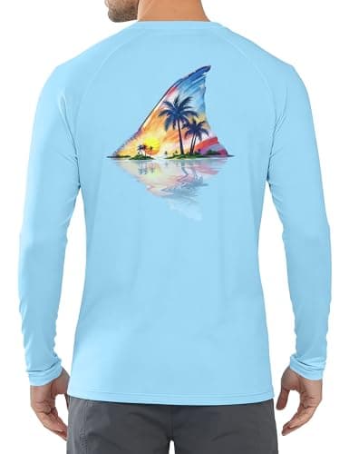 Twekfish Men's UPF 50+ Sun Fishing Shirt, Long Sleeve UV Protection Tee, Quick Dry Rash Guard for Outdoor Swim Hiking, Redtail Fish Graphic - Thumbnail 3