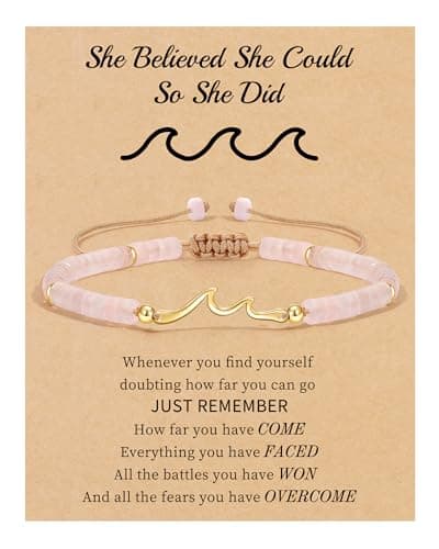 Sistble Inspirational Gifts for Women, Birthday Gifts for Women Wave Bracelet Jasper Beaded Inspirational Bracelets Cheer Up Gifts Spiritual Thoughtful Always Be Confident Birthday Gift Ideas Jewelry - Image 1