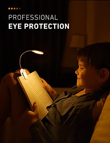 Monotremp Book Lights for Reading at Night in Bed, 80 Hours Runtime Rechargeable Reading Lights for Books in Bed, 3 Brightness Levels × 3 Color Temperatures, 1.3 oz Lightweight - Thumbnail 6