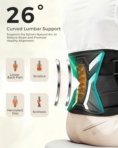 Duoorra Back Brace for Men & Women - Lower Back Pain Relief, Sciatica Pain Relief, Herniated Disc, Scoliosis - Breathable Back Support Brace with 26° Ergonomic Bionic Curve Support Stays - S - Thumbnail 2