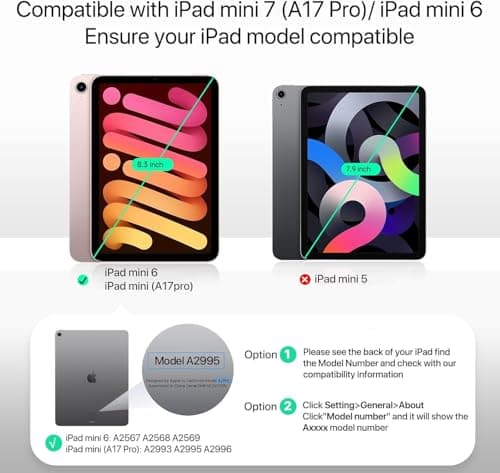 SANDUODD Case for iPad mini 7 (A17 pro) 2024/iPad mini 6 2021, Rugged Translucent Back Shell Full Corner Protective Case for 8.3 inch iPad mini 6/7, Compatible with Magsafe (Clearpurple) - Thumbnail 2