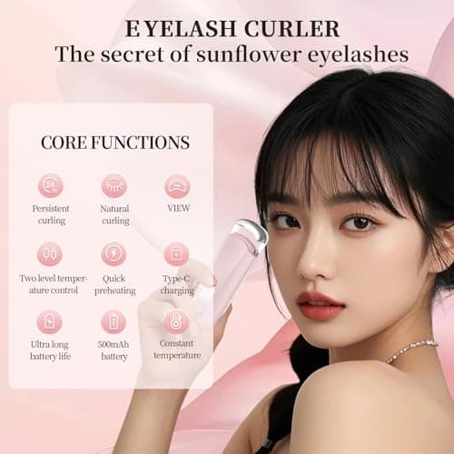 Hsenowi Heated Eyelash Curler for Natural Lashes 2-Level Adjustable Temperature Mini Electric Lash Curler Fast 3-Second Heat Up 24 Hours Long-Lasting Curl - Thumbnail 5