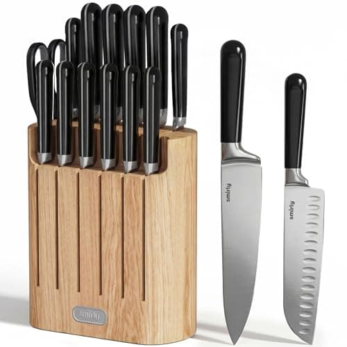SMIRLY 14-Piece Kitchen Knife Set with Magnetic Block, High-Carbon Stainless Steel Chef Knife Set, Professional Sharpness, Dishwasher Safe, Black - Image 1