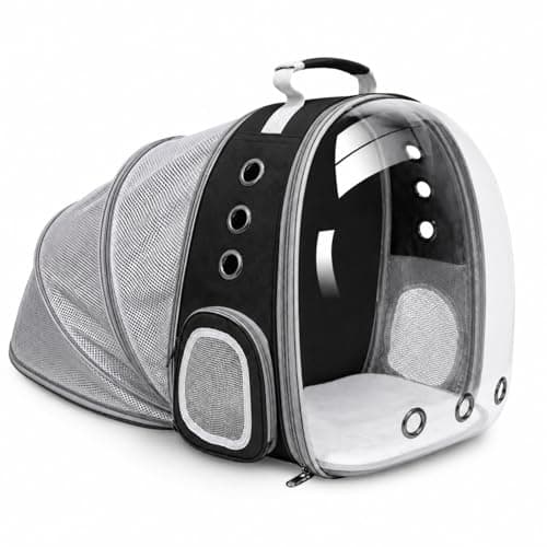 Cat Backpack Carrier Back Expandable Bubble Pet Carrier Backpack for Large Cat, Kitten and Dog, Designed for Hiking, Travelling and Outdoor Use (Back Expandable-Black) - Image 1