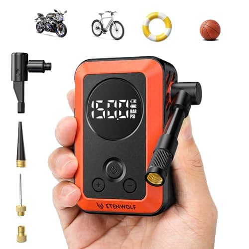ETENWOLF Mini Bike Pump,20s Fast Inflate Bicycle Pump with Guage,150PSI Portable Electric Bike Air Pump with Presta and Schrader Valve for Mountain Bike,Road Bike,Motorcycle,Sport Ball (Orange) - Image 1