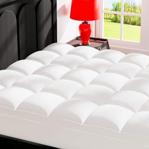 Topllen Full Mattress Topper for Back Pain Relief, Extra Thick Pillow Top Plush Mattress Pad with Deep Pocket, Soft Pillowtop Full Size Bed Toppers Filled Fluffy Down Alternative, White - Image 1