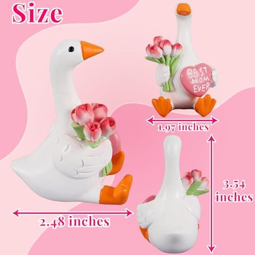 Dzpsoon Mother's Day Mom Gifts Goose Decor Cute Desk Decor Mini Desk Goose Figurine Bookshelf Decor for Mom - Thumbnail 5