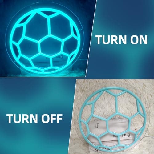 Soccer Neon Sign, Dimmable LED Neon Lights for Wall Decor, Football Neon Signs USB-Powered, Sports Neon Signs for Room Bedroom Decor Unique Gift for Teen Boys & Soccer Fans(Ice Blue) - Thumbnail 4