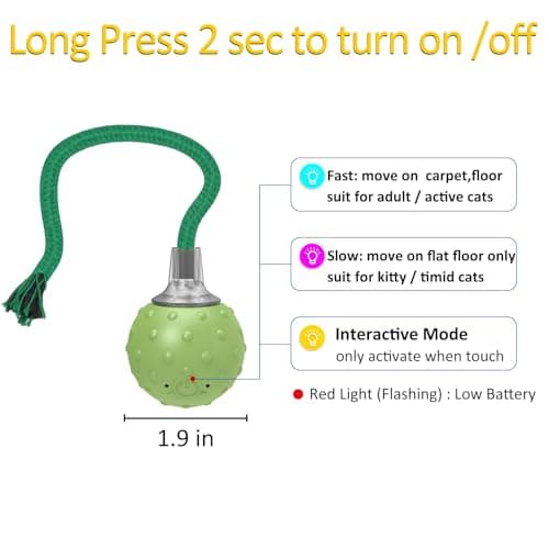 umosis Interactive Cat Toys for Bored Indoor Adult Cats, Automatic Fast Move On Carpet, Bird Chirping & Motion Activated Cat Ball - Thumbnail 2