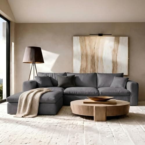 BERRY NEST 118" Modular Sectional Sofa, Cloud Couch with L-Shaped Chaise, Upholstered Deep Seat Boneless Sectional - Image 1