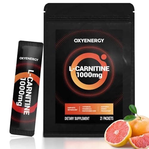 OxyEnergy Liquid L-Carnitine Supplement 1000mg - Gentle for Daily Use, Zero Calorie, Sugar-Free, Stim-Free Fat Burning & Endurance Booster, 21 On-the-Go Individual Liquid Sticks - Image 1