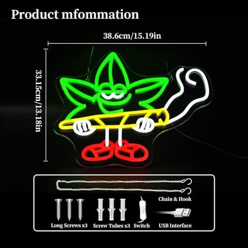 Ebdobgbs Leaf Neon Sign Led Neon Lights Neon Signs for Wall Decor Light Up Sign for Birthday Party Club Gift - Thumbnail 3