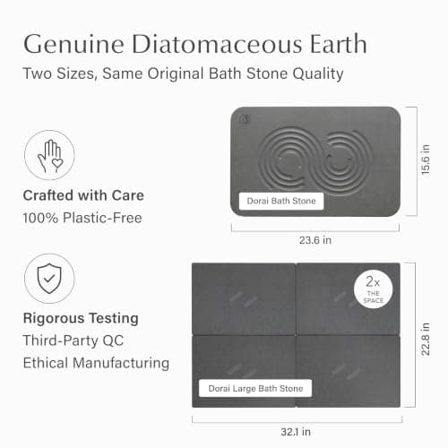Dorai Home Stone Bath Mat for Bathroom – Large, Quick-Drying, Non-Slip Surface, Customizable Design, 32.1" L x 22.8" W x 0.6" H, Slate - Thumbnail 2