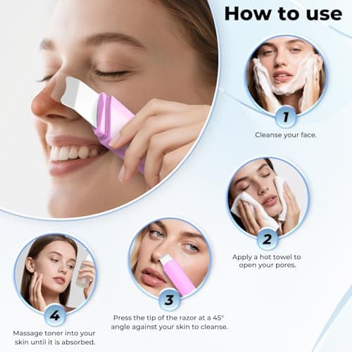 Blackhead Remover Tool Face Scrubber: PETYDOOT Double-Headed Face Spatula Skin Scrubber, Nose Pore Cleaner Blackhead Remover for Facial Deep Cleansing Skin Care Tool for Men & Women (Pink) - Thumbnail 5