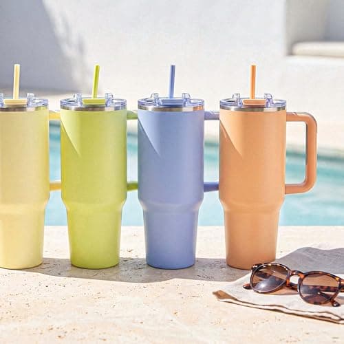 Hogg Big Swig 40 oz Tumbler with Handle and Straw - Peach Fizz, 40oz Insulated Stainless Steel, Water Tumbler with Straw, Water Cup with Handle, Versatile Leak Proof Lid - Thumbnail 2