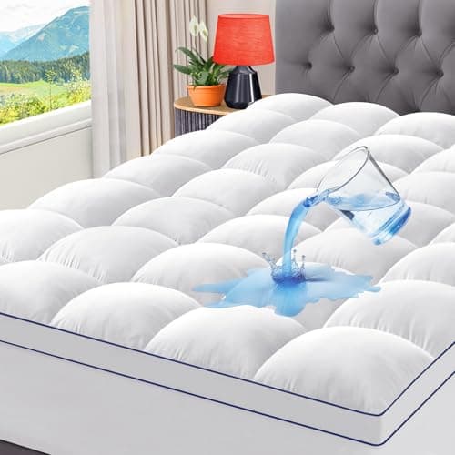 CYMULA Full Size Mattress Topper, Cooling Mattress Pad Cover Waterproof, Extra Thick Pillow Top Mattress Topper with 8-21 Inch Elasticated Pockets, Firm Plush Down Alternative Fill Mattress Protector - Image 1