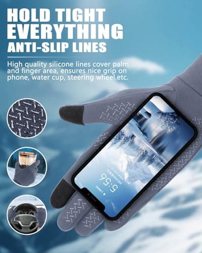 Aegend Lightweight Winter Gloves for Men Women, Warm Running Gloves Touchscreen Thermal Glove Liners for Cold Weather Driving, Cycling & Hiking, Non-Slip, Elastic Cuff, Stretchy, Durable - Thumbnail 3