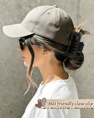 Hat-Friendly Claw Clips for Baseball Caps - 4 Pcs Trucker Hat Hair Clips for Women, Claw Clips for Thick Hair Hat Hairstyles, Gifts Hair Accessories - Thumbnail 4