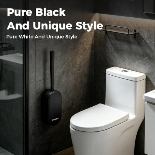 Toilet Bowl Brush and Holder, OSCIOSS Toilet Brush Set with Ergonomic Design, Compact Size, Durable Bristles, RV Toilet Brushes & Holders for Dead Corner Clean (Black, 2pack) - Thumbnail 3
