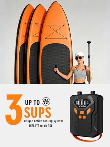 JivDaw Electric Paddle Board Pump, High Pressure 20 PSI Rechargeable SUP Pump with Intelligent Dual-Stage Inflation & Deflation, Auto-Off for Surfing Kites, Tents, Boats and Stand Up Paddle Boards - Thumbnail 5