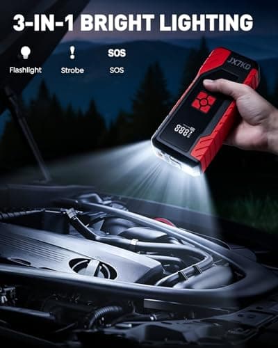 Tire Inflator Portable Air Compressor, 150PSI Digital CordlessTire Inflator with Auto Shut-Off, LED Light & USB Power Bank, for Car SUV Motorcycle Bicycle Balls - Thumbnail 4