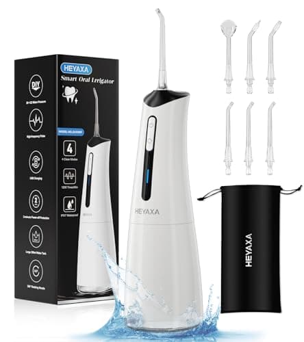 Water Dental Flosser Pick for Teeth, Portable Cordless Oral Irrigator with 4 Pressure Modes, 300ML Water Tank, IPX7 Waterproof, 6 Jet Tips, Storage Bag for Gums, Braces(White) - Image 1