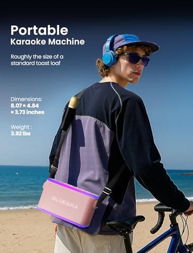 Blueera 60W Karaoke Machine for Adults Kids, Portable Bluetooth Speaker with 2 Wireless Microphones, Party Speaker Supports TWS/TF Card/USB/AUX/Live/REC for Home Party Outdoor, LED Lights, DSP Chip - Thumbnail 4