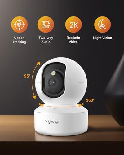 BoyKeep 2K Pet Camera, Indoor Security Camera, 5G/2.4GHz WiFi Cameras for Baby Dog with Phone App, 360° Pan & Tilt, 2-Way Audio, Color Night Vision, New Version w/Cloud Storage (White-2 Pack) - Thumbnail 2